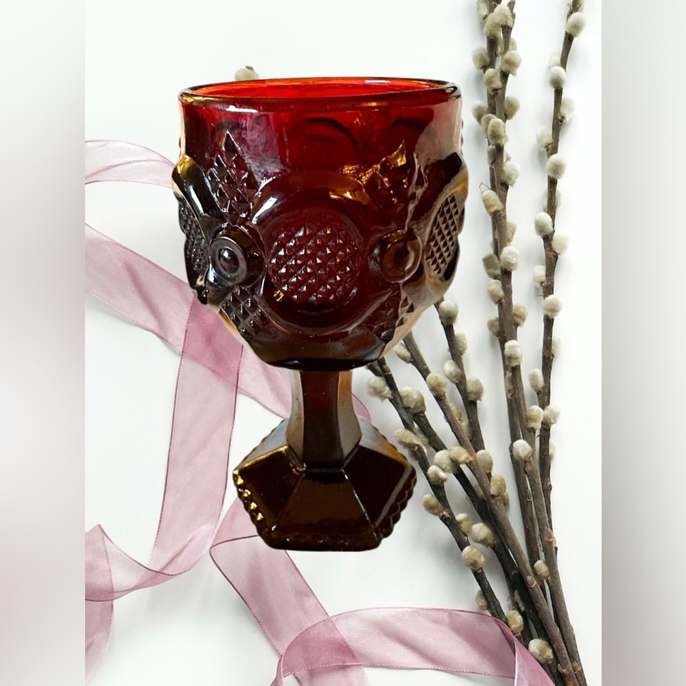 Avon Vintage “1876 Cape Cod Collection” Ruby Red Cranberry Goblet